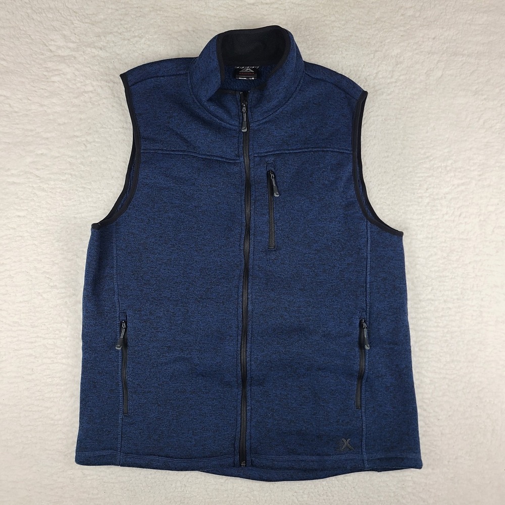 ZeroXposur Sweater Vest Mens Large Blue Black Full Zip Sweatshirt Zipper Pocket